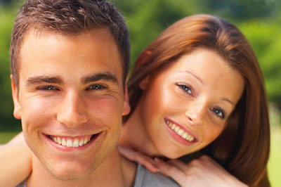 stock photo of man and woman outdoors